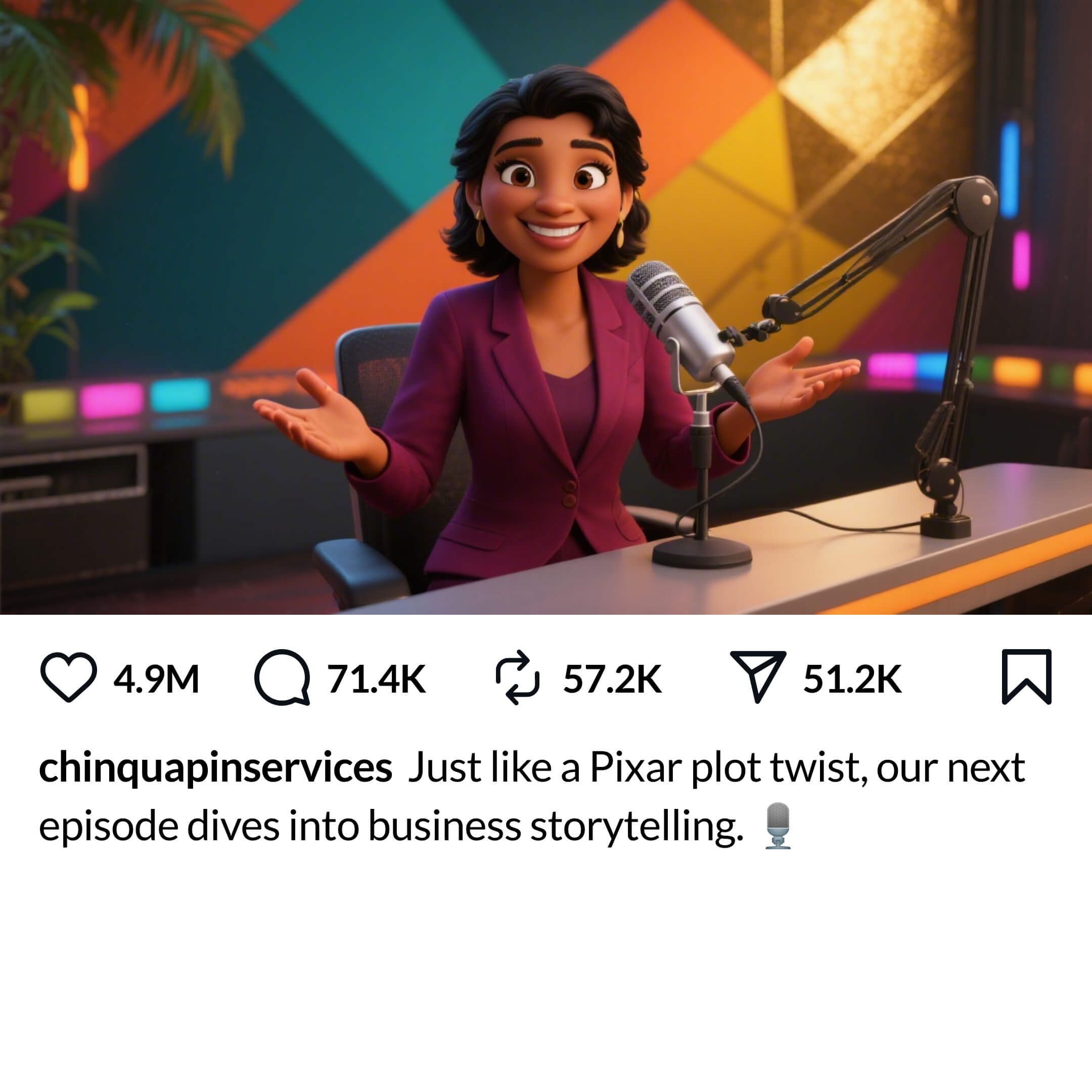 Podcaster behind desk